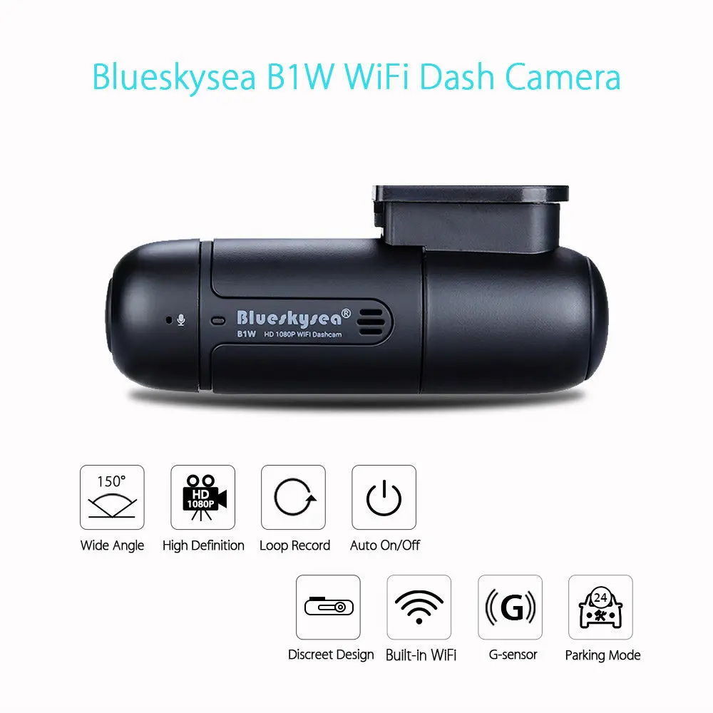 Blueskysea Мини WiFi Автомобильный видеорегистратор DVR камера H.264 360 градусов MP4 вращающийся конденсатор G-sensor B1W 1080P IMX323 Novatek GM8135S - Название цвета: Черный