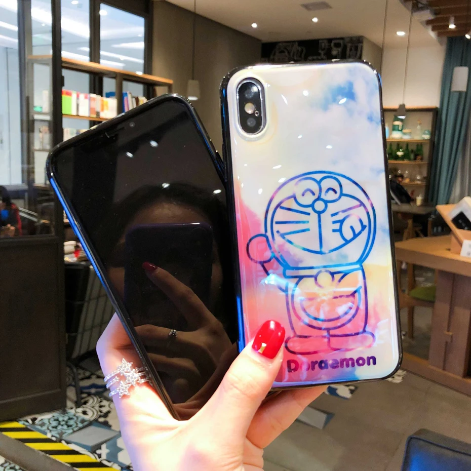Мультяшные Doraemon чехол для iPhone 6 6 S 6 plus 7 8 8 plus X глянцевые Чехлы Blue Ray для iphone 8 plus 7 plus Мягкий чехол из ТПУ милый