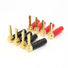 Free shipping 8PCS Right Angle 4mm Banana Plug Audio Speaker Cable Connector Screw