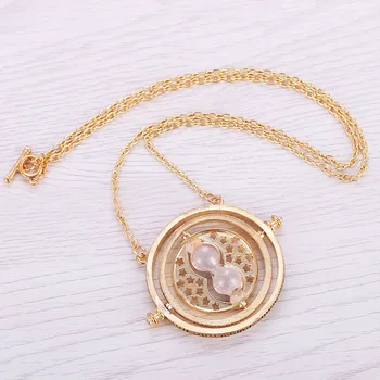 

Wholesale 20pcs a Lot Pendant Time Turner Necklace Hourglass Potter Necklace Hermione Granger Rotating Spins