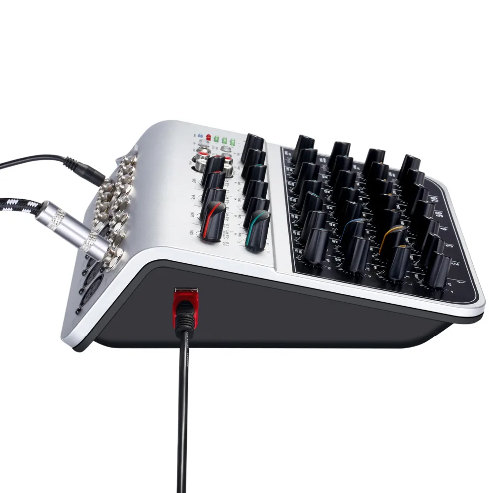 Neewer Stereo Mixer Compact Mini Mixing Console 4Channel 2-way Stereo Line Input RCA Input Output 4 Band LED Level Indicator(EU)