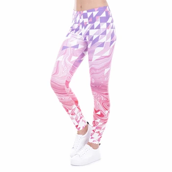 

Triangles Pink Marble Print Women Leggings Fitness Breathable Perspiration Quick Drying Leggins High Elasticity Trouser Pants