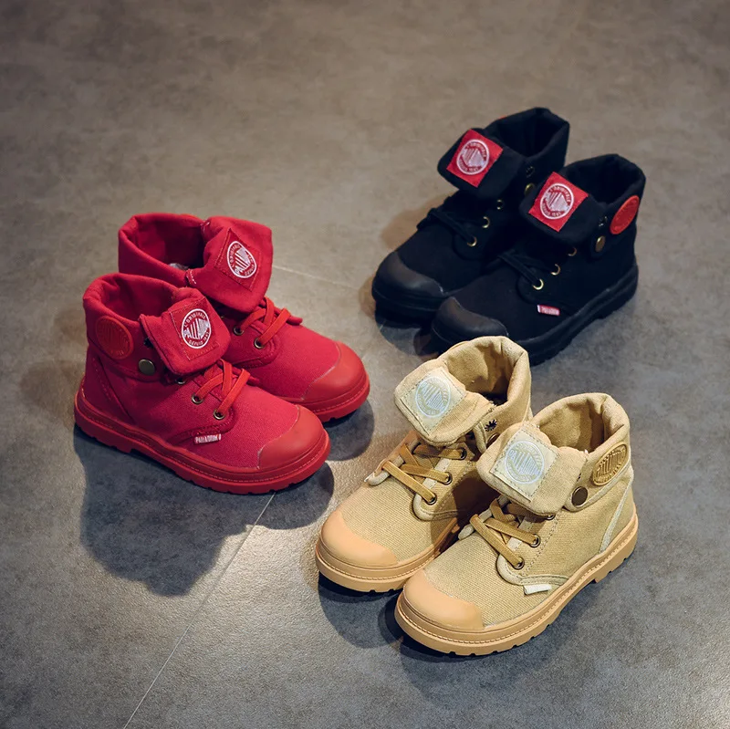 

New Children's Canvas Boys Shoes Girls High Shoes Martin Boots High-cut Casual Shoes