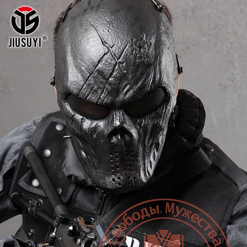 

Black God Tactical Masks Halloween Military Wargame Paintball Airsoft Army Skull Protection Full Face Mask CS Field Game Helmet