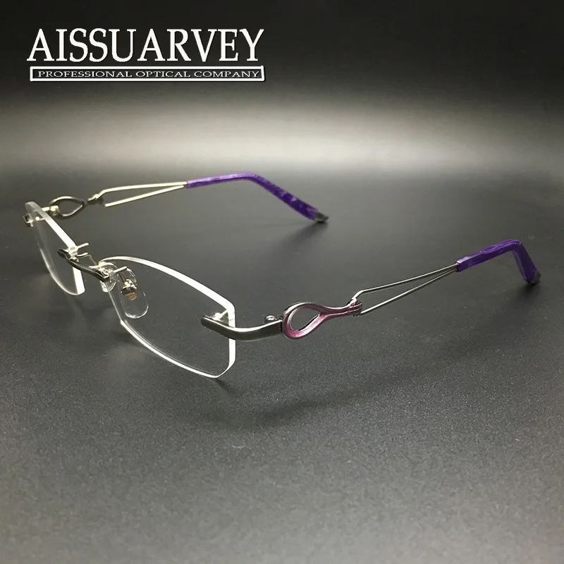 Femmes de mode sans monture optique prescription de lunettes cadre ultra léger eye wear 216 grande conception marque eye verre cadre Alliage cadre