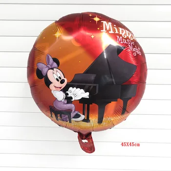 

50PC 18-inch Minnie mouse plays the piano round balloon Helium Foil Balloons happy birthday party decorations kids toy Supplies