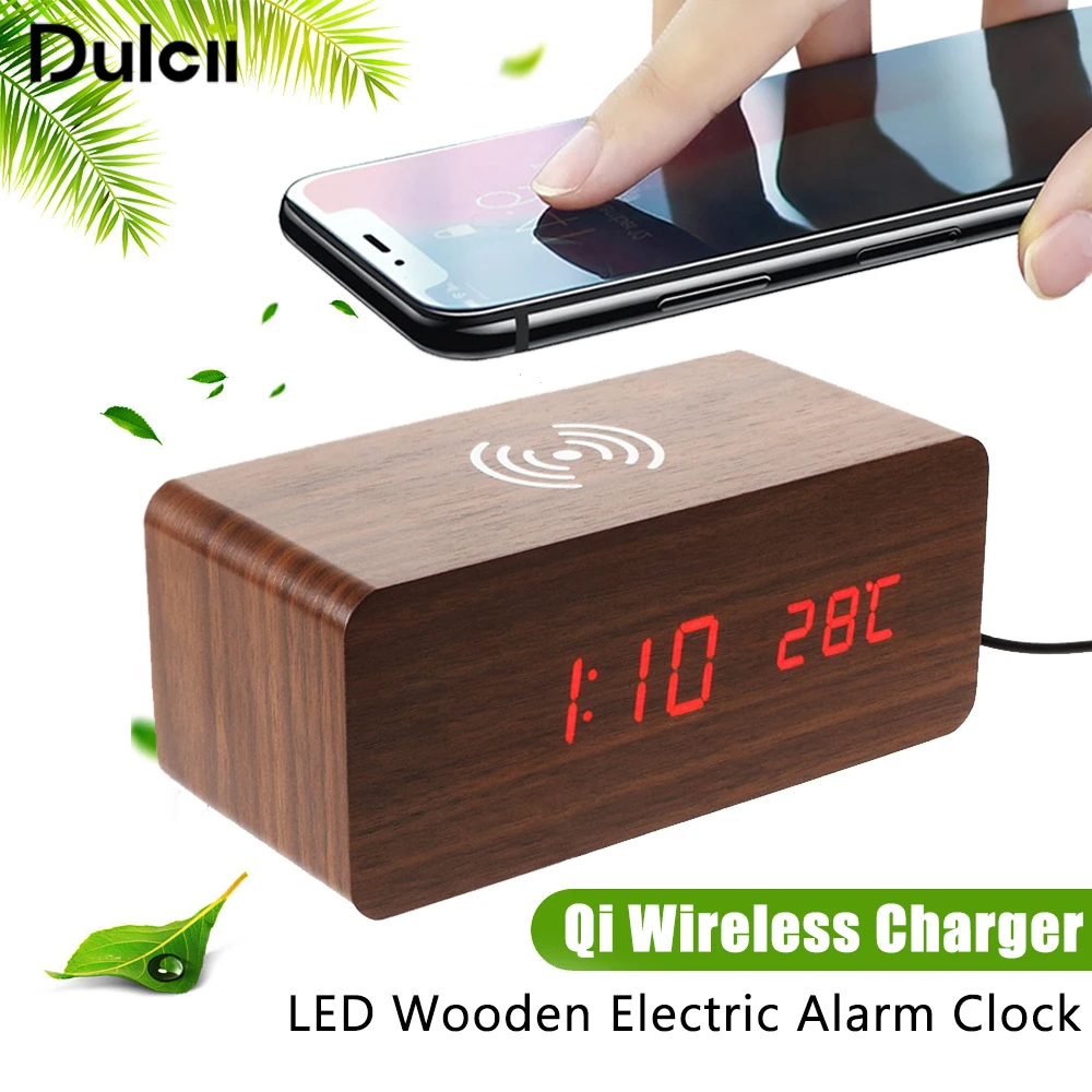 Dulcii Qi Wireless Charger For iPhone X 8 Charging Wooden