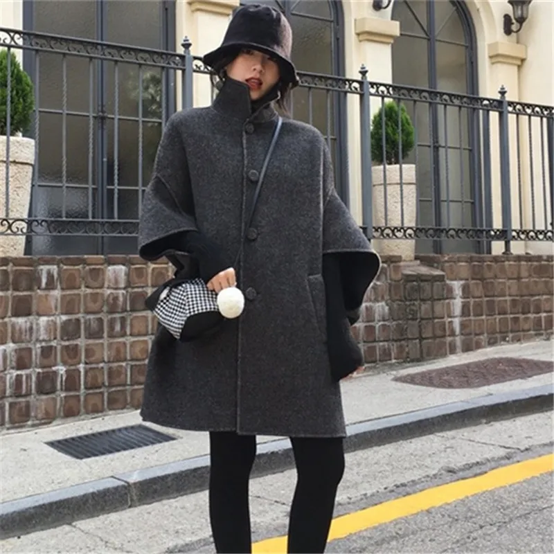 camel Style Longue noir Vintage Femmes D'hiver Coréen Laine Pardessus Beige Manteaux Mode Cape 2018 Manteau 6SBw4x