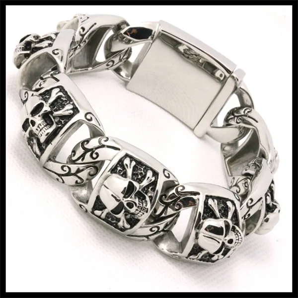 

Top Quality Gothic Style Skull Bracelet 316L Stainless Steel Hot Biker Punk Skull Fashion Gift Design Bracelet