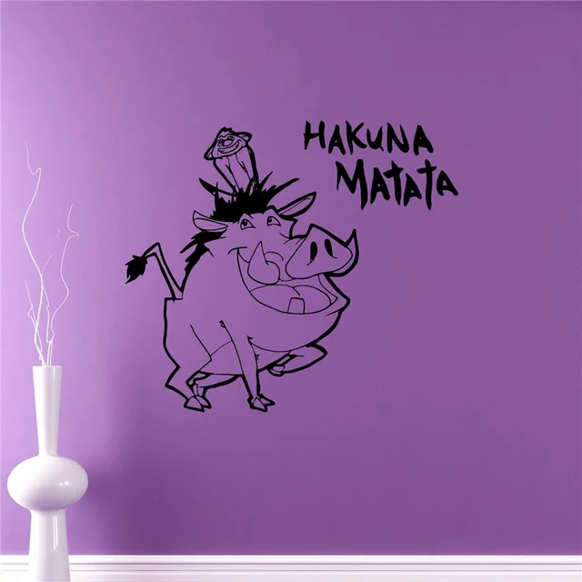 

Hakuna Matata Wall Sticker Timon and Pumba Vinyl Sticker Home Interior Removable Decor Children Kids Room