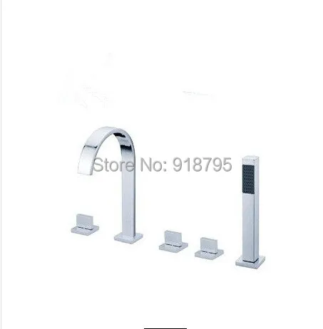 

FreeShipping Chromed sink waterfall bathtub faucet bathroom bath tub mixer taps with hand shower 02931-368