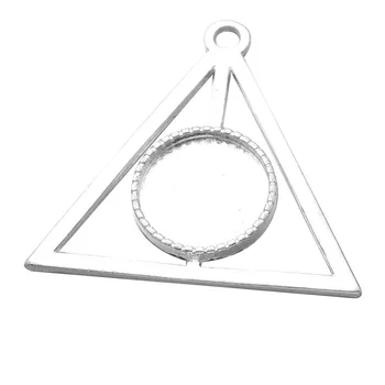

10pcs/lot 16mm Round Triangle Pendant Settings Bezel Trays Fit 16mm Glass Cabochon DIY Necklace Basic Jewelry Findings