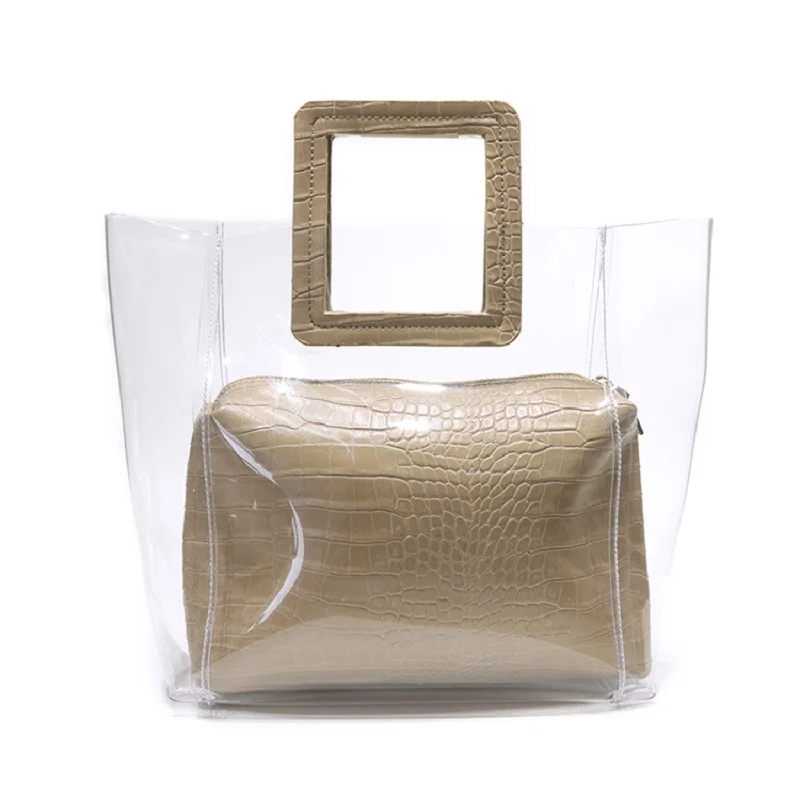 2018 Transparent Tote Bag Alligator PU Leather Handbag Clear PVC Luxury Handbags Women Bag ...