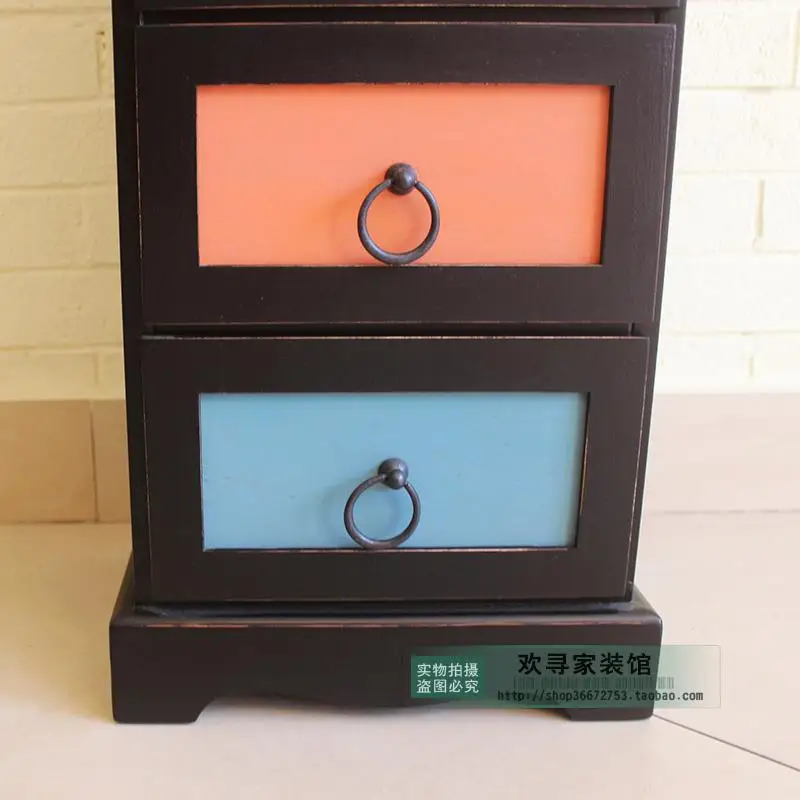  Bedroom living room combination wood storage cabinets lockers pastoral minimalist black bucket five - 32609675076