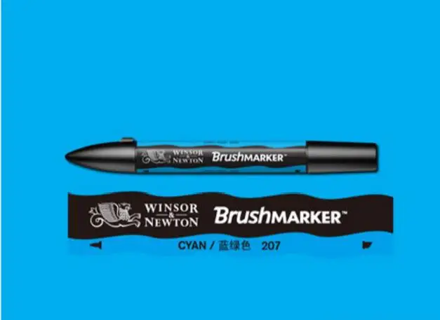 Winsor& Newton кисть-маркер, кисть на спиртовой основе, быстро сохнет, синие, зеленые тона, два кончика, художественные ручки - Цвет: Cyan