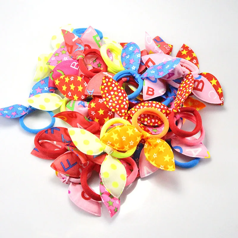 

20pcs/lot Rabbit Ears Hair band Children Kids Hair Accessories Scrunchies Baby Girl Elastic Hair Band for Women Girl Rubber Band