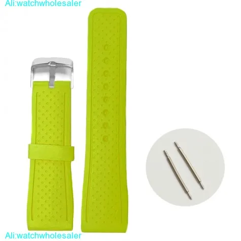 24mm Neon Green Silicone Jelly Rubber Ladies Men Watch Band Straps WB1078G24JB