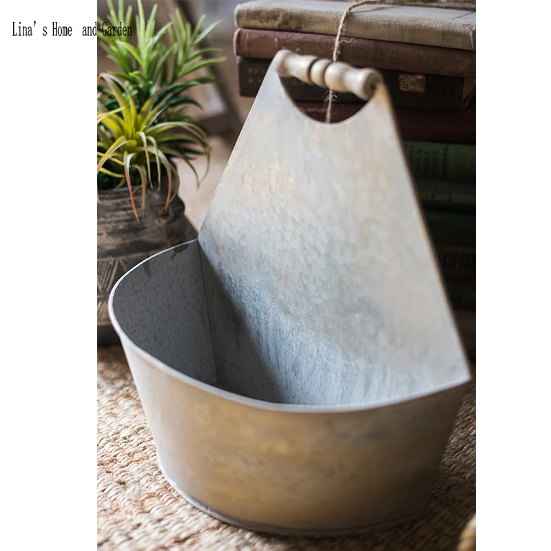half round handmade vintage zinc planters (4)