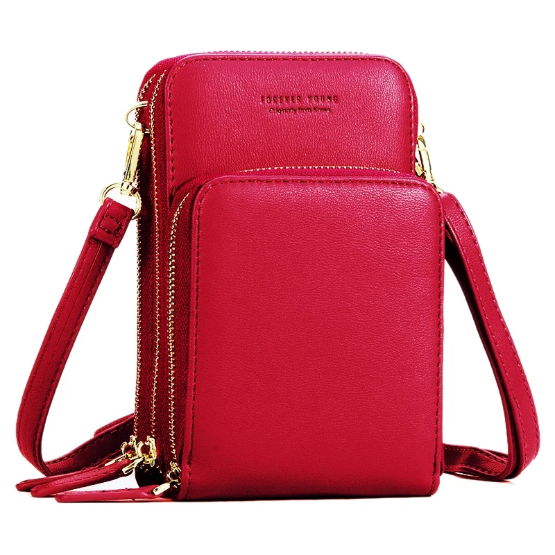 BEAU-Красочный сотовый телефон сумка Мода ежедневного использования держатель для карт маленькая летняя сумка на плечо для женщин - Цвет: Red