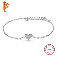 Romantic Original 925 Sterling Silver White CZ Crystal Love Heart Charm Bracelets for Women Jewelry Accessories YS1027