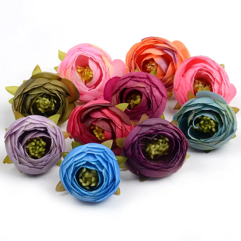 

30pcs/lot 4cm Tea Bud Artificial Silk Rose Flower Heads For Home Wedding Decoration DIY Garland Craft Scrapbook Fake Flowers