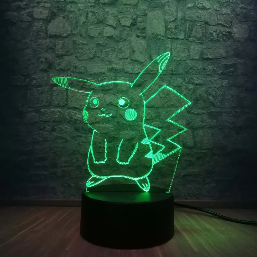 Pokemon Go экшн фигурка 3D RGB лампа Pikachu Fire Dragon Espeon визуальная Иллюзия светодиодный