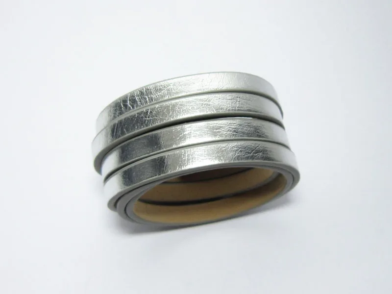 5x2mm Bright silver leather cord 5mm strips | Украшения и аксессуары