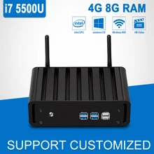 Мини настольных ПК Windows 10 Core i7 5500U компьютер Linux мини 4 г 8 г ОЗУ 120 г SSD Barebone без вентилятора HD Graphics 5500 HTPC HDMI