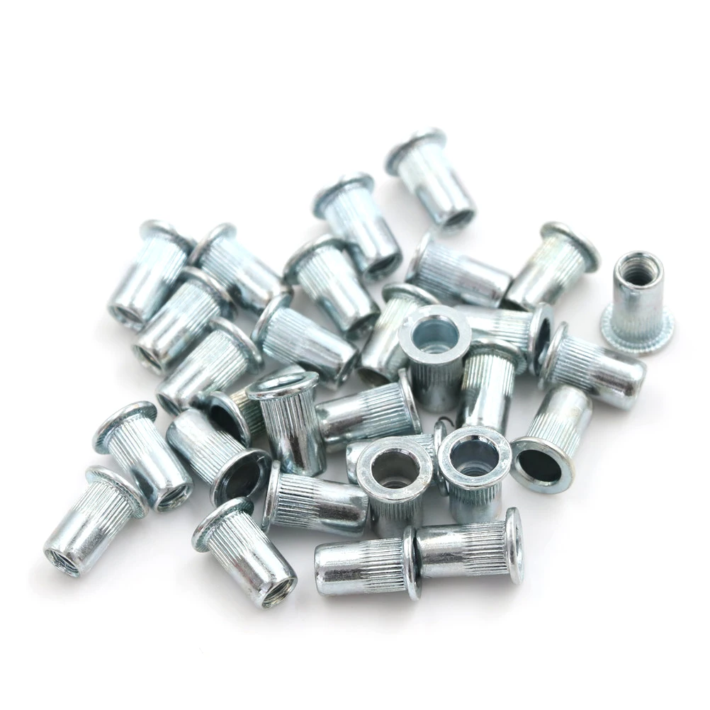 30pcs Insert Nutsert Knurled Nuts Cap Rivnut Threaded Flat Head Rivet