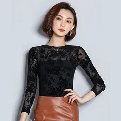 Shintimes Blusas Mujer De Moda 2018 выдалбливают с длинным рукавом кружевная блузка Для женщин рубашка Топы сорочка Femme Blusa De Renda