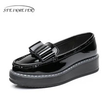 Из натуральной кожи женские дизайнерские винтажные сандалии на плоской подошве обувь на платформе минтай ручной работы женские туфли-оксфорды Весна черный белый