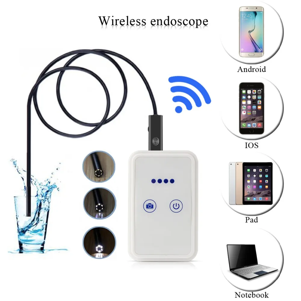 Беспроводной Wifi эндоскоп для Android, Apple phone Borescope 9 мм объектив 6LED осмотр змея мини камера телефон Rechargebal функция