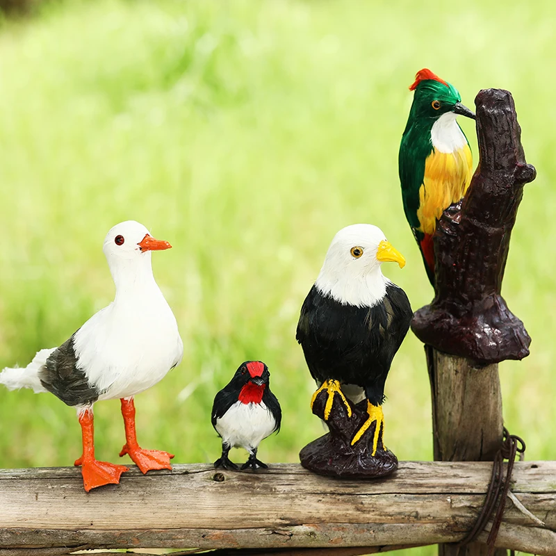 

Decorative Fake Seagull American Eagle Owl Swallow Woodpecker Feathers Wedding Decoration Home Craft Table Decoration children