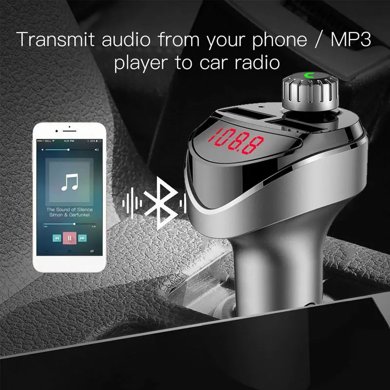 12 V-24 V FM передатчик двойной usb-микрофон Bluetooth автомобильный набор, свободные руки, MP3 Smart Hands Free TF карты