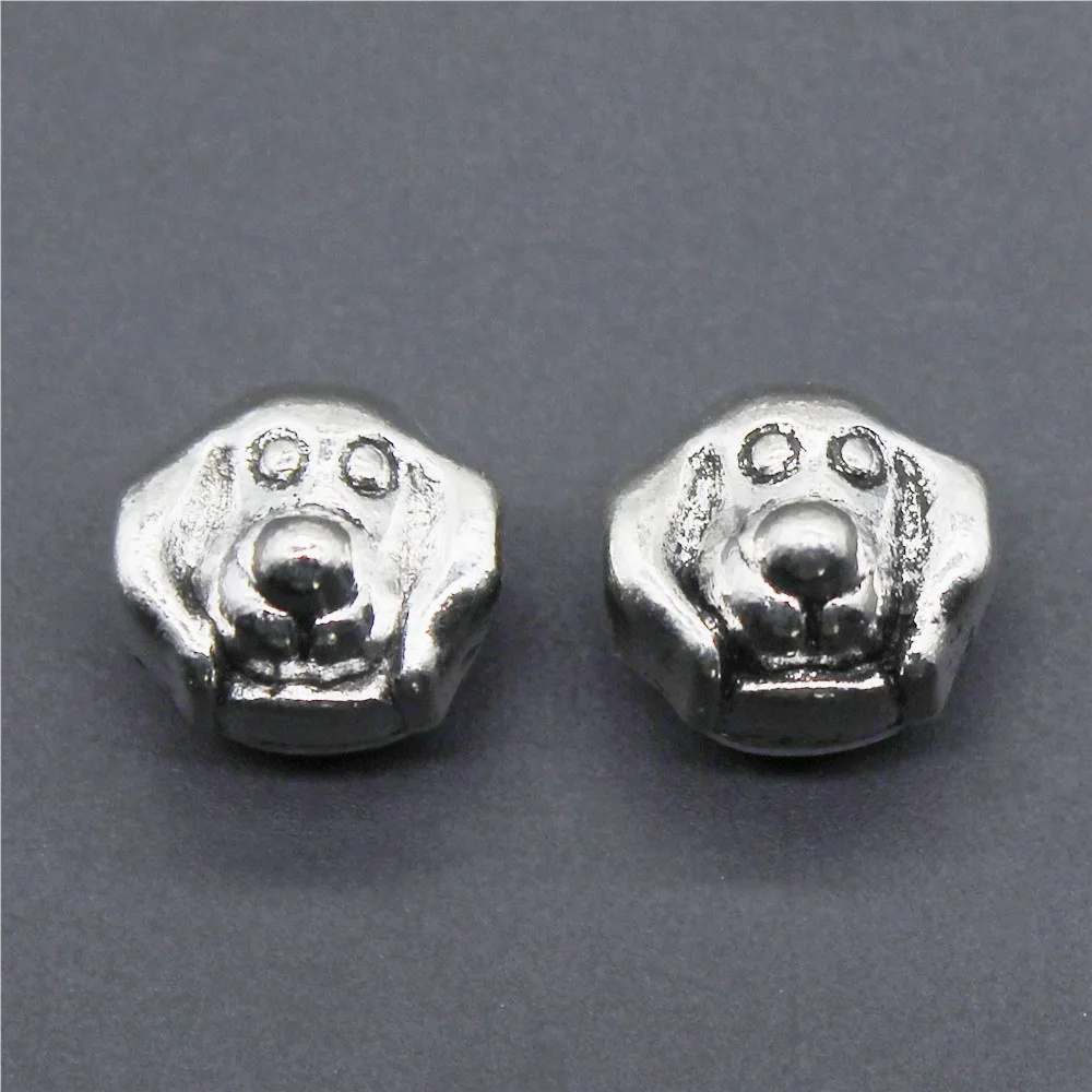 

Jewelry Findings Handmade DIY Craft Puppy Dog European Big Hole Beads Antique Silver Plated Charms 3pcs 11x11x10mm