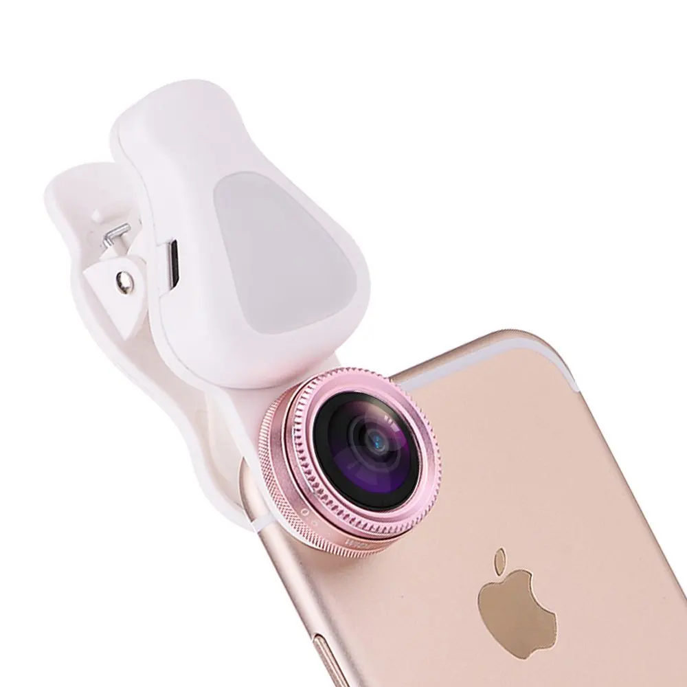 

Mobile Phone Lens for All Smartphone 4 In 1 Kit LED Flash Light+0.62X Super Wide Angle Lens + 15X Macro Lens+205 Fisheye Lenses