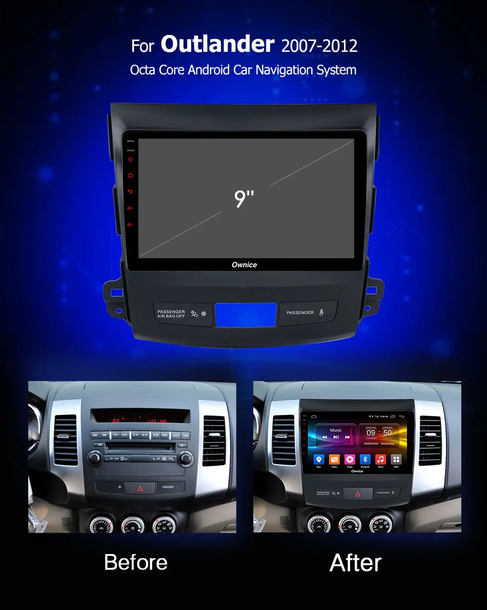Excellent Ownice K1 K2 K3 2 din Car Radio Android 9.0 GPS for Mitsubishi Outlander 2007 support Music Blutooth DVD Carplay 4G Vedio Audio 1