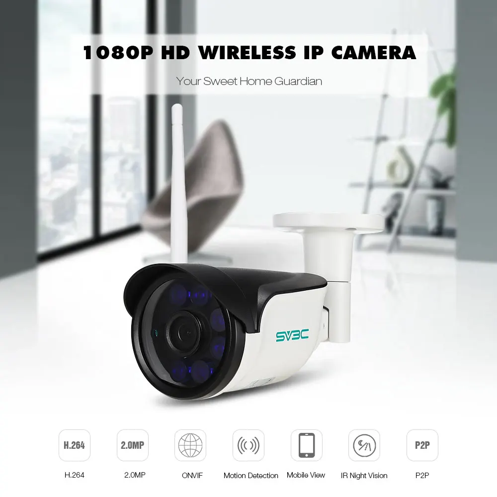 SV3C SV - B01W - 1080P 1080P 2.0MP WiFi Camera Wireless Outdoor Security Surveillance CCTV Night Vision / P2P / Motion Detection 