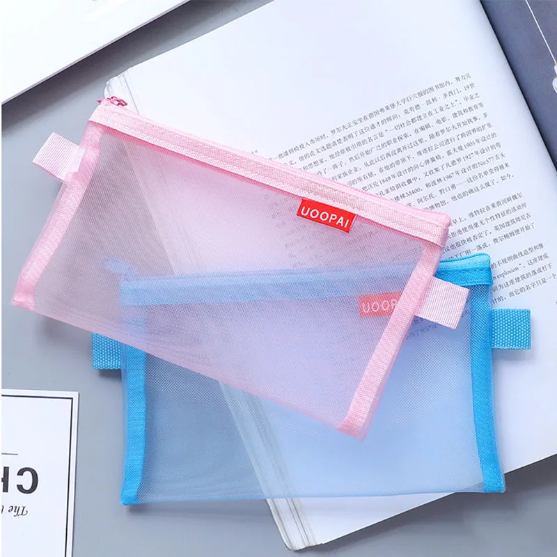 بيع أحدث 1 قطعة بسيطة شاش شفاف حقيبة سفر لمستحضرات التجميل الحقيبة عالية الجودة شفافة مقلمة تخزين أكياس