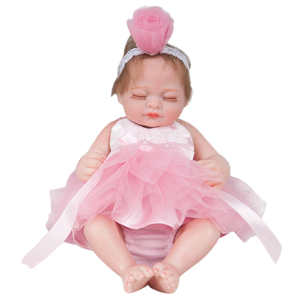 Silicone Vinyl Reborn Girl Doll Fake Toddler Dress in Clothes - Rooted Mohair Hair, Hand-drawn Nails, Real Gentle Touch