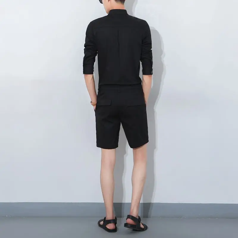 2017 летние мужские комбинезоны бойфренды костюмы певицы в Корейском стиле хаки