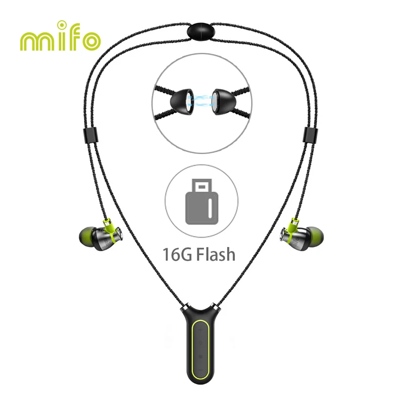

16G Necklace Wireless Earphone Stereo Noise cancelling Bluetooth Headset Recording Pen Magnetic Sport Earbuds Running Waterproof