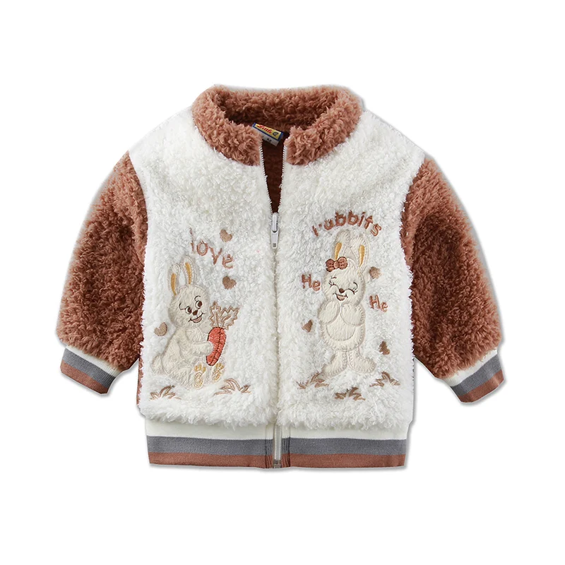 Новая стильная зимняя детская куртка из флиса кораллового цвета с длинными рукавами, детские пальто на молнии с капюшоном, куртка для новорожденных мальчиков 3-9 месяцев - Цвет: Коричневый