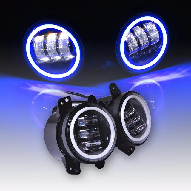 Jeep Halo Lights >> 4 Inch 60w Led Fog Lights White Drl Blue Turn Signal Halo Ring For Jeep Halo Lights >> 4 Inch 60w Led Fog Lights White Drl Blue Turn Signal Halo Ring For