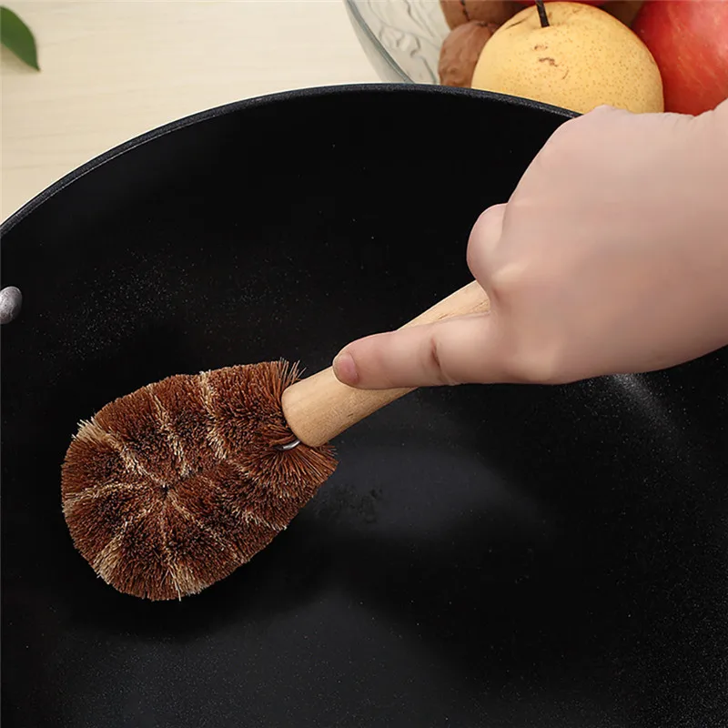 

1pc Kitchen Bowl Washing Brush Palm Non-stick Oil Long Handle Pot Brush Dish Washing Oil Cleaning Brush Can Hang Type Brush