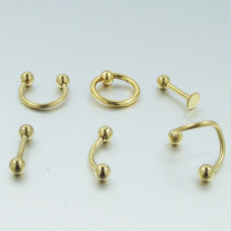

6pieces/set Surgical Stainless Steel Black Eyebrow Nose Lip Labret Ear Ring Tongue Cartilage Body Jewelry Kit
