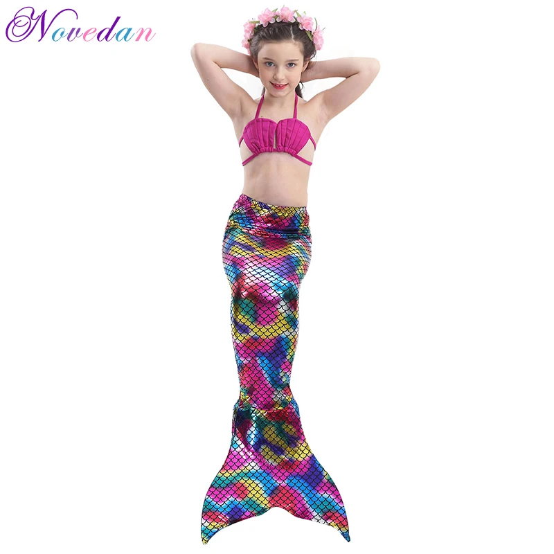 

3Pcs/Set Children Mermaid Tail Swimsuit Kids Cosplay Costume Mermaid Princess Ariel Bikini Set Bathing Suit Fancy Dress