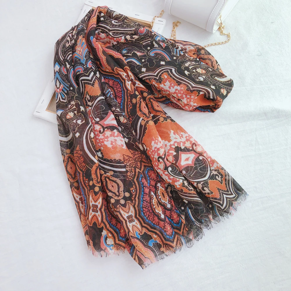 Women Luxury Print Scarf Sunscreen Long Shawl Hijab Scarves 130cm Travel Gift