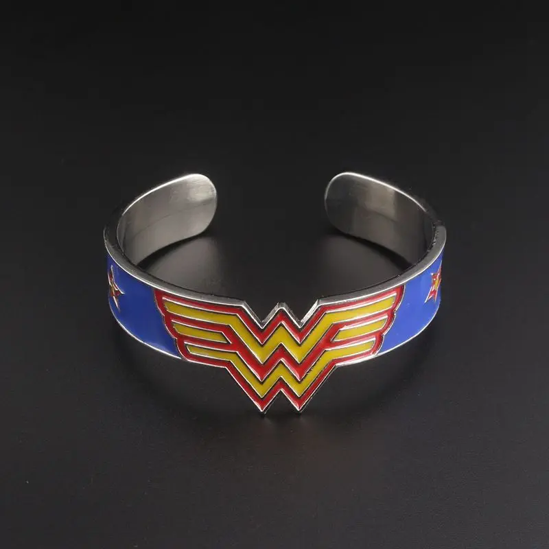 

Avengers Captain Marvel Wonder Woman Torque The Winner W Logo charm Crown Shield Pentagram Bracelets Bangles JEWELRY