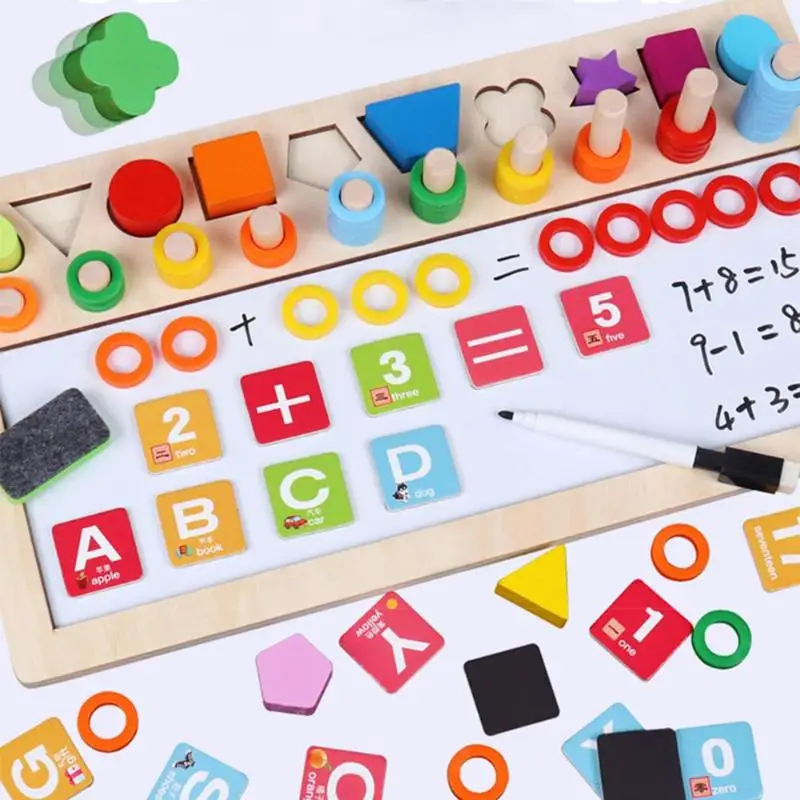 Дошкольного деревянный Монтессори игрушки рассчитывать геометрический Форма познания математические игрушки для детей развивающая игрушка для детей раннего изучение математики